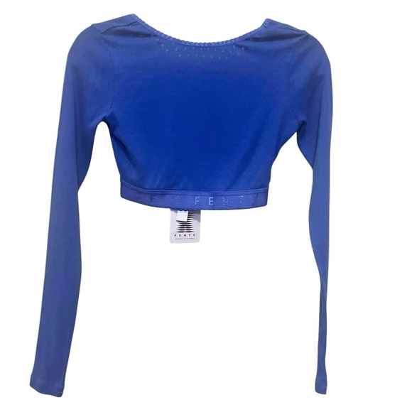 SAVAGE x Fenty NWT Jersey Knit Pointelle Long Sleeve Crop Top Blue Size XS - Picture 9 of 12